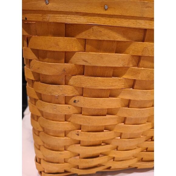 LONGABERGER 2002 Newspaper Basket, Plastic Liner Protector, Leather Handles EUC - Picture 13 of 15
